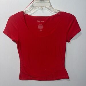 Pink Rose Plain dark coral crop top sz small